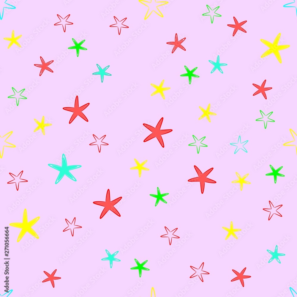 Seamless pattern of stars and starfishes, summer background vector Seamless pattern of stars and starfishes, summer background vector