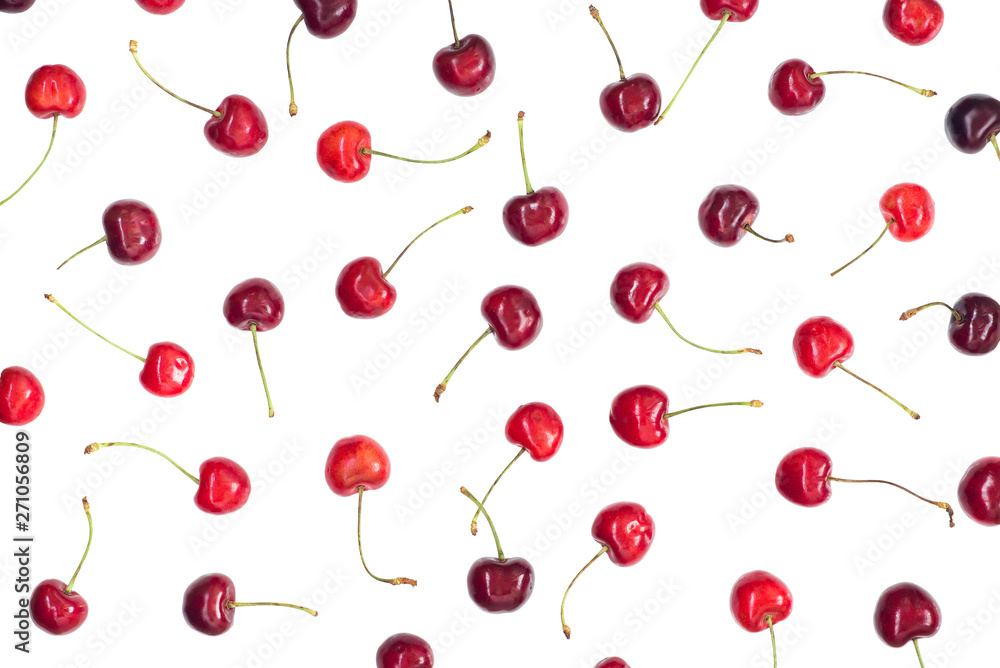 Cherries pattern isolated over white, clipping path Cherries pattern isolated over white, clipping path