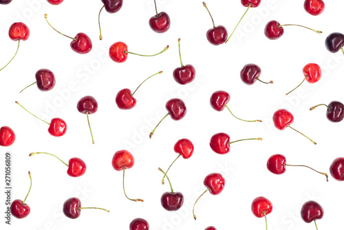 Cherries pattern isolated over white, clipping path