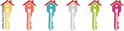 Key icon in the shape of a blue and grey house
