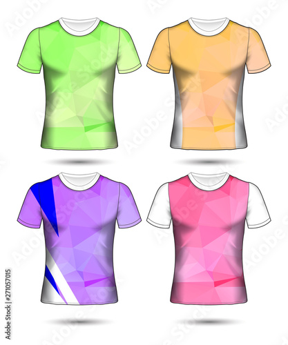  t-shirt templates abstract geometric collection of different colors polygonal mosaic