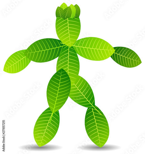 Cute figure made of leaves