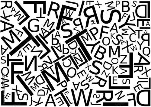 Background with letters scattered chaotic