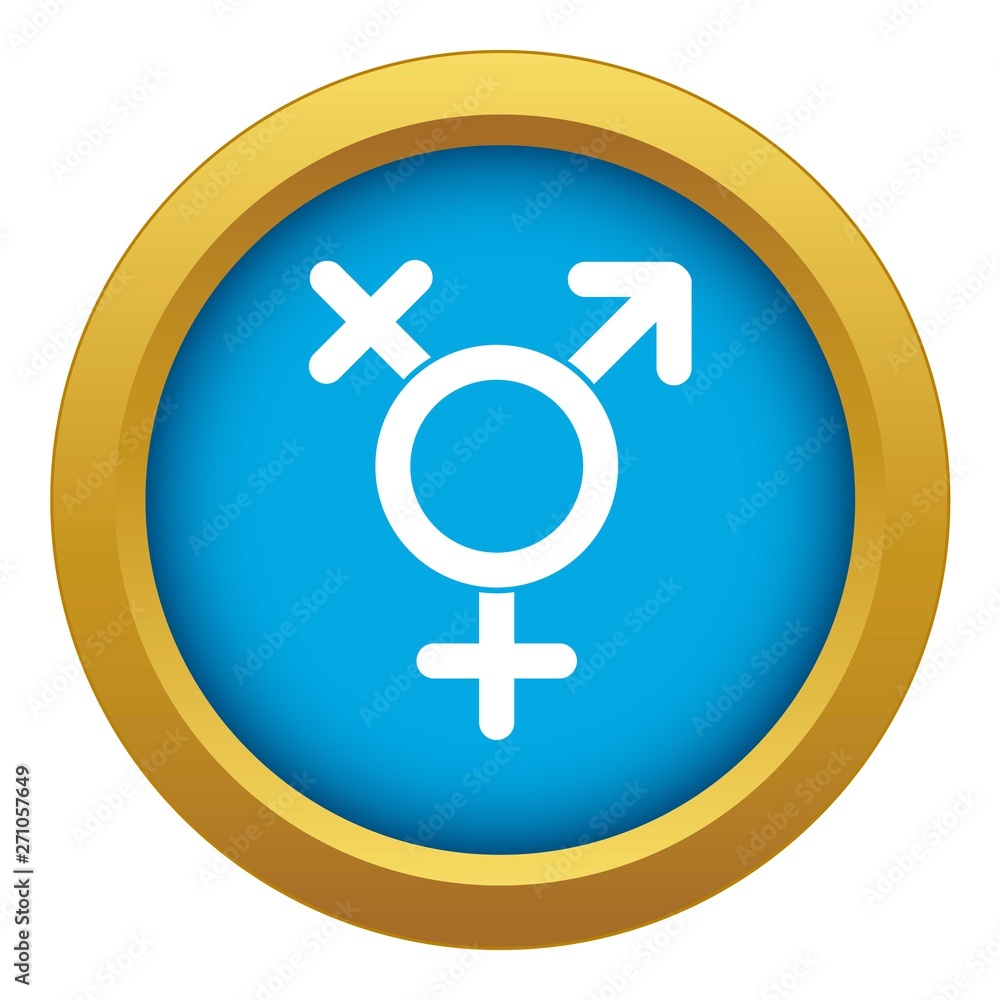 Transgender sign icon blue vector isolated on white background for any design