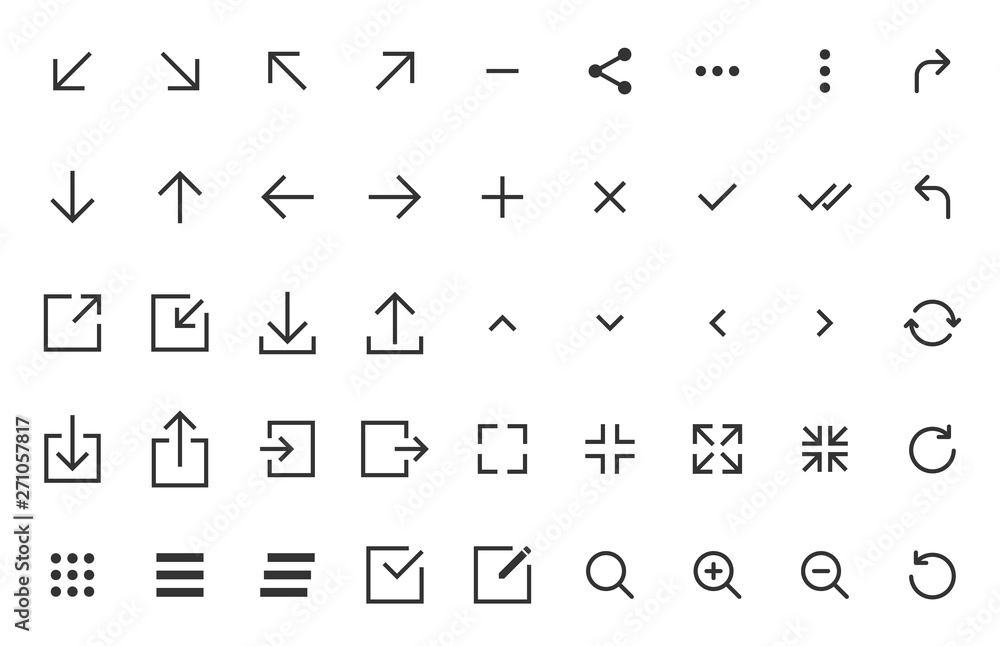 arrows and signs web buttons. user interface elements. arrows and signs outline vector icons for web, mobile and ui design