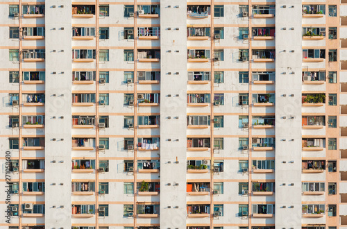 Canvas Print Exterior of high rise residential building in Hong Kong city