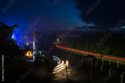 The camp ground near the Schwalbenschwanz curve and the small carousel at the Nürburgring 24 hour endurance race 