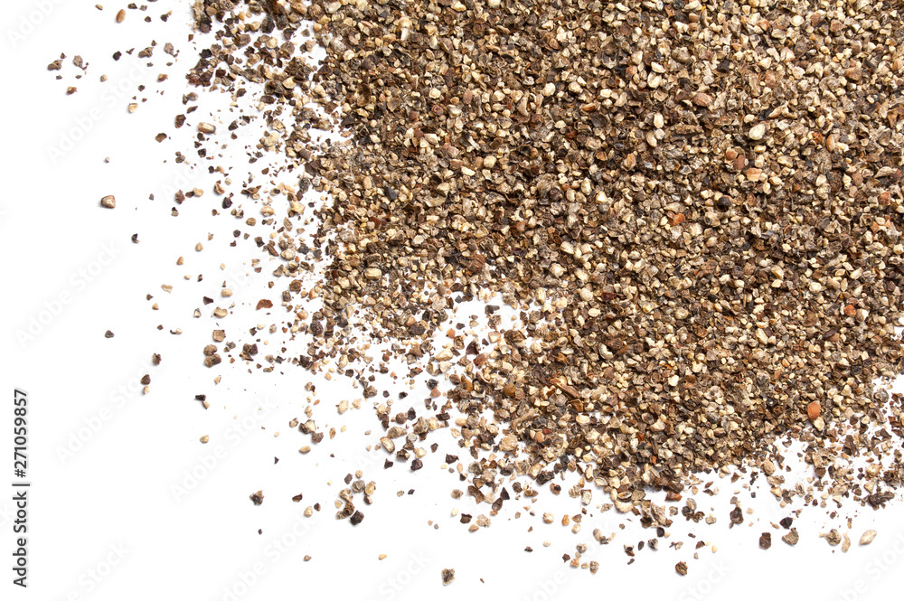 Black pepper crushed, isolated on white Black pepper crushed, isolated on white
