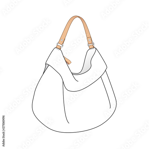 soft Hobo bag, daily Hobo purse, vector illustration sketch template isolated on white background