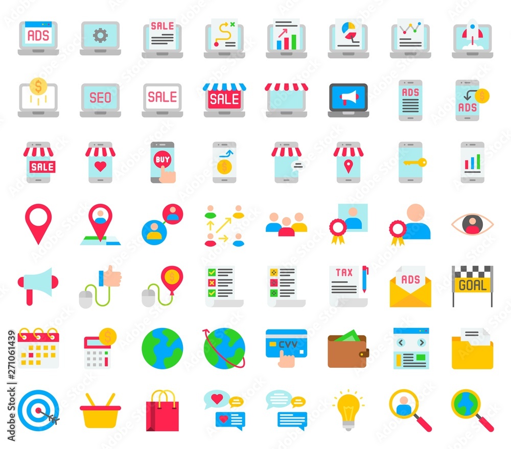Digital marketing vector illustation set, flat icon Digital marketing vector illustation set, flat icon
