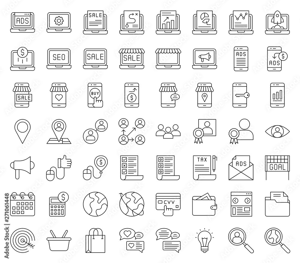 Digital marketing vector set, line icon editable stroke Digital marketing vector set, line icon editable stroke