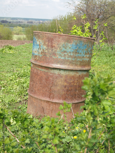 iron barrel for water in the country in the village