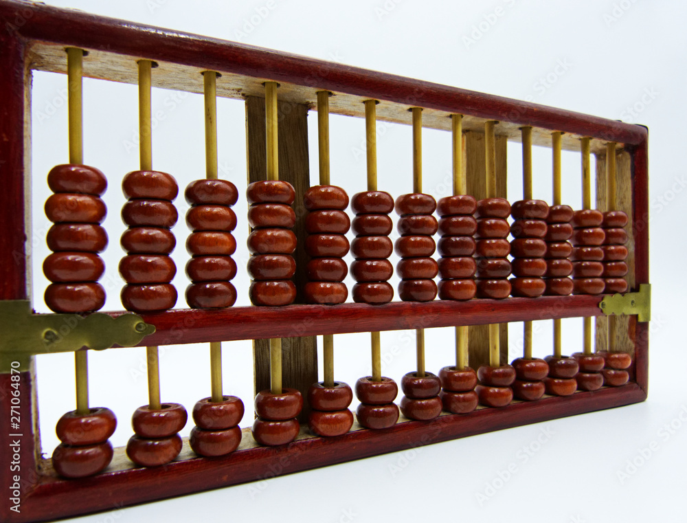 Old wooden abacus isolated on white background Old wooden abacus isolated on white background