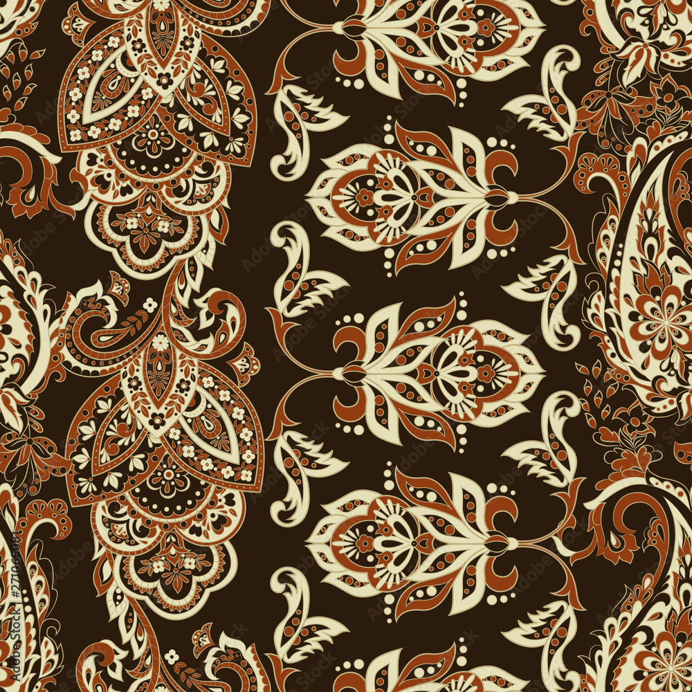 Seamless Paisley pattern in indian style. Floral vector illustration