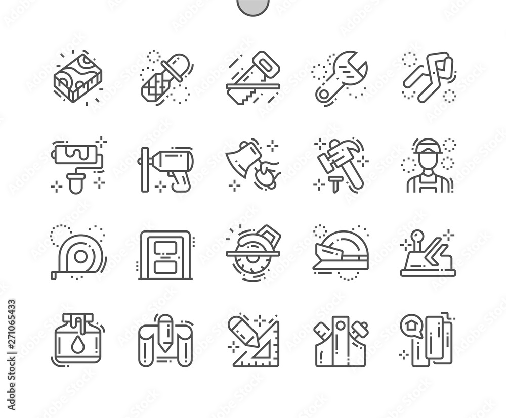 Carpenter Well-crafted Pixel Perfect Vector Thin Line Icons 30 2x Grid for Web Graphics and Apps. Simple Minimal Pictogram