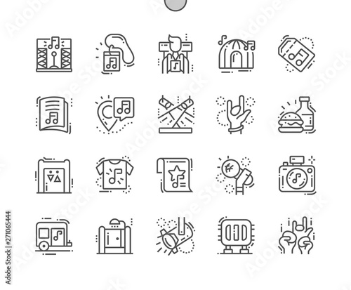 Music festival Well-crafted Pixel Perfect Vector Thin Line Icons 30 2x Grid for Web Graphics and Apps. Simple Minimal Pictogram