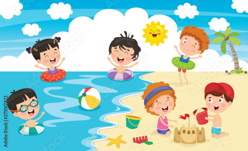 Vector Illustration Of Summer Children © yusufdemirci