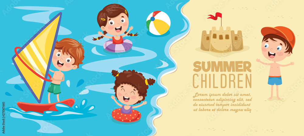 Fototapeta premium Vector Illustration Of Summer Children