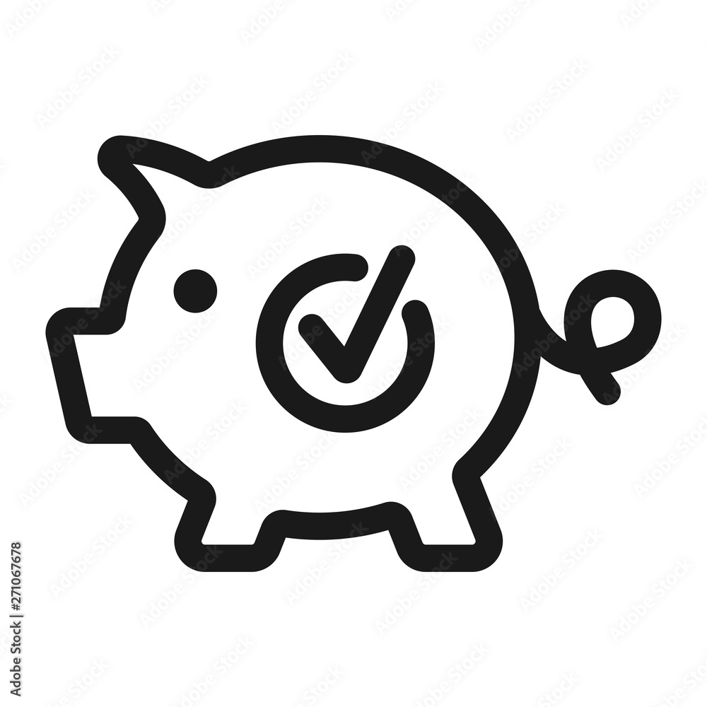 piggy bank approve - minimal line web icon. simple vector illustration. concept for infographic, website or app. piggy bank approve - minimal line web icon. simple vector illustration. concept for infographic, website or app.