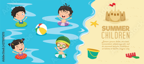 Vector Illustration Of Summer Children