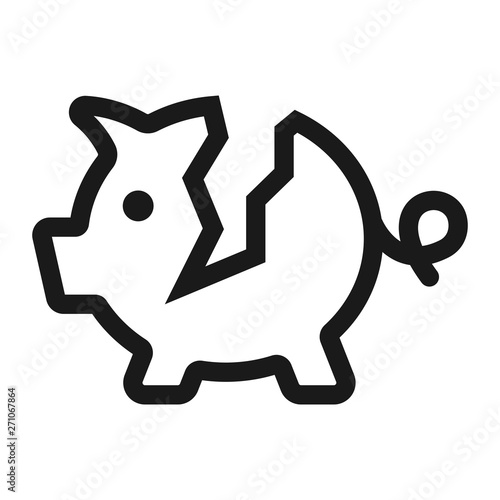 broken piggy bank - minimal line web icon. simple vector illustration. concept for infographic, website or app.