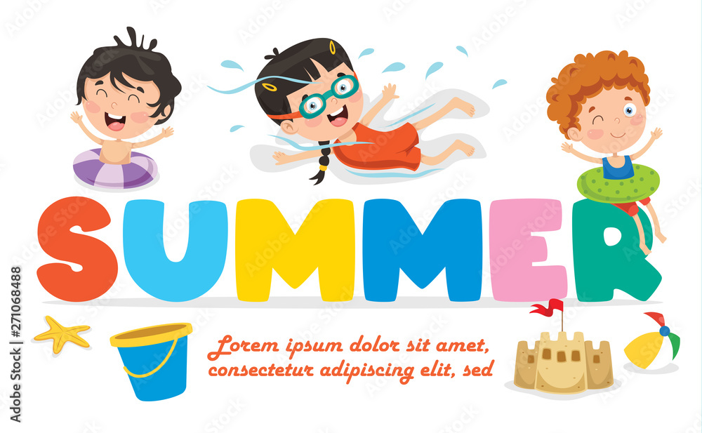 Vector Illustration Of Summer Children