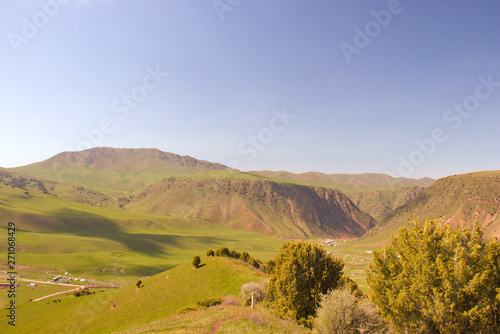 Mountain landscapes of Kyrgyzstan. Spring in the mountains.