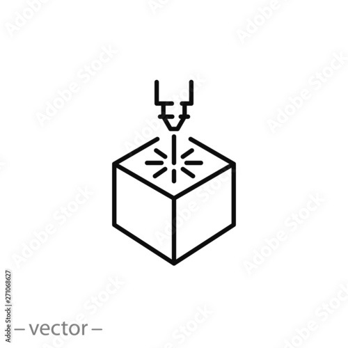 3d printer icon, line symbol on white background - editable stroke vector illustration eps10