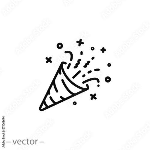 confetti icon, party line symbol on white background - editable stroke vector illustration eps10