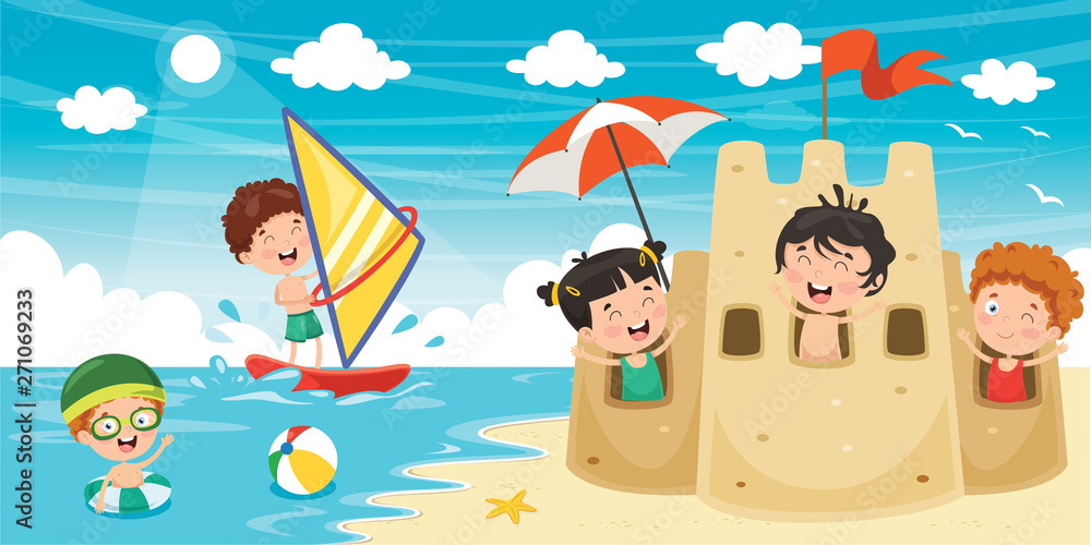 Vector Illustration Of Summer Children