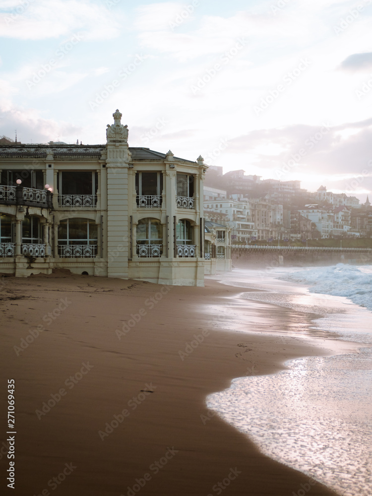 Fototapeta premium La Perla spa in San Sebastian with beautiful sunset light