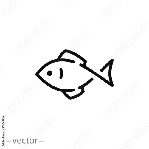 fish icon, line symbol on white background - editable stroke vector illustration eps10
