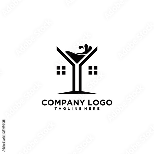 bar house wine logo vector icon ilustration