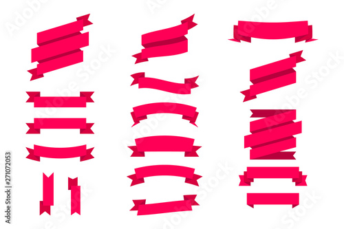 Red Web ribbons banners isolated on white background. Glyph ribbon banner. Set of red tape. Banners Vector Illustration