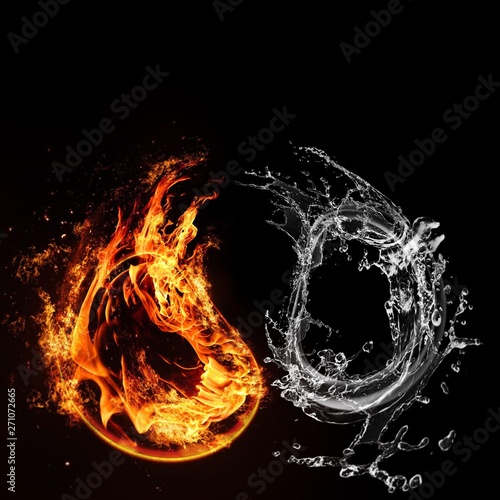 抽象的な炎と水の輪