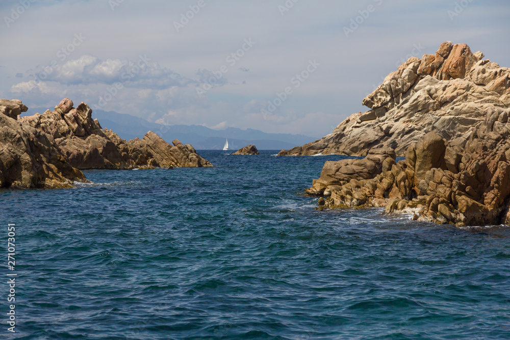 Costa Smeralda seascape with rocks, Sardinia island, Italy