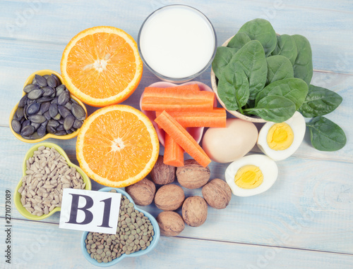 Принти на полотні Ingredients containing vitamins B1 (thiamine)