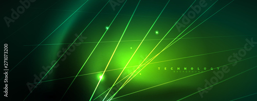 Vector neon light lines concept, abstract background