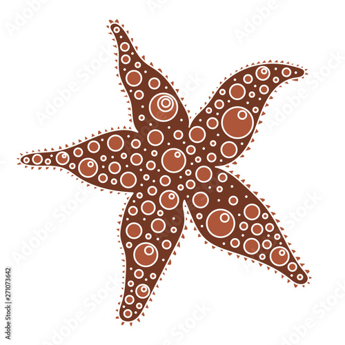 Decorative hand-drawn pattern with sea starfish. Starfish icon in trendy design style. Hand drawn marine Starfish nature ocean aquatic underwater vector. Engraving illustration on white background