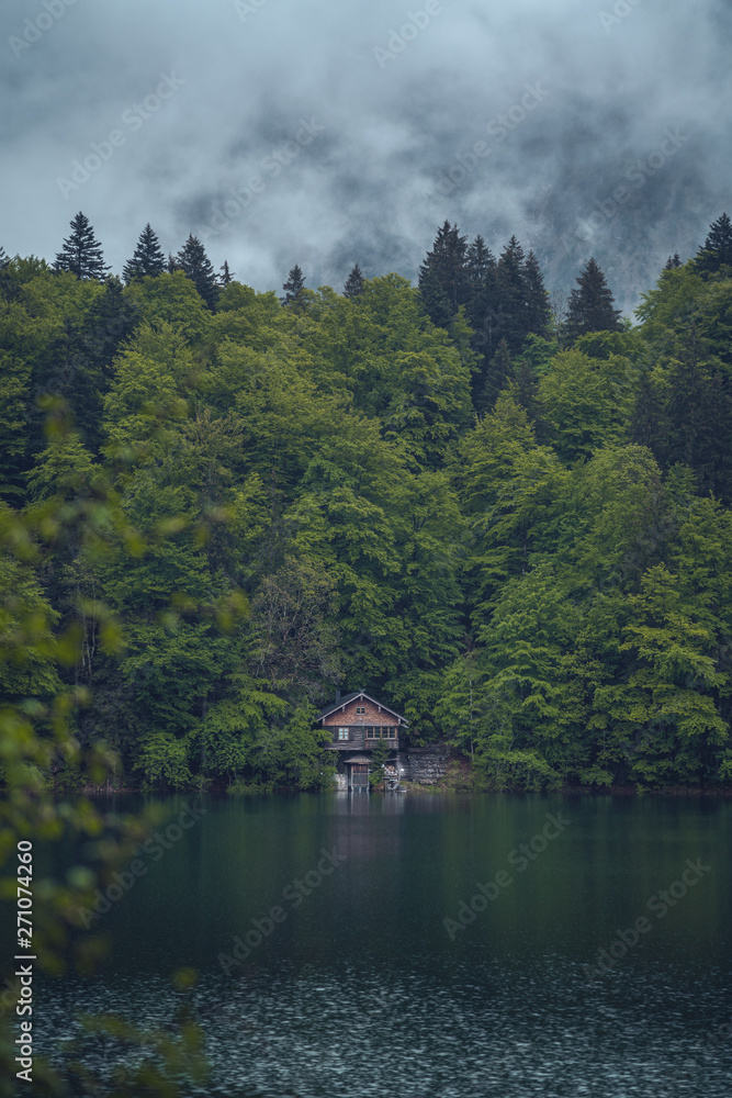 Fototapeta premium View over the Freibergsee in Oberstdorf
