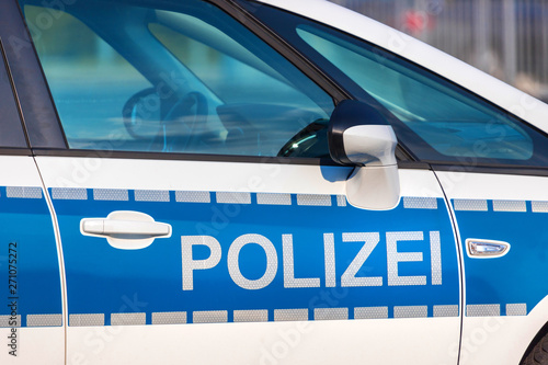 german blue police car sign