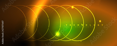 Shiny neon lines template - northern lights glowing blur lines. Futuristic style glow neon 80s disco club or night party techno template