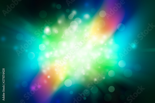 Circle light on green-blue gradient background. Colorful motion shine wallpaper.
