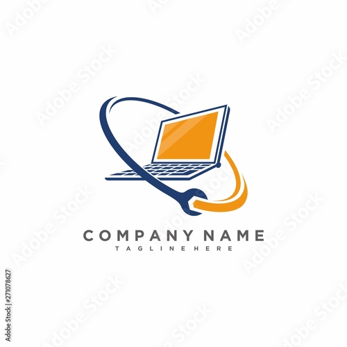  laptop repair and laptop maintenance logo vector icon ilustration