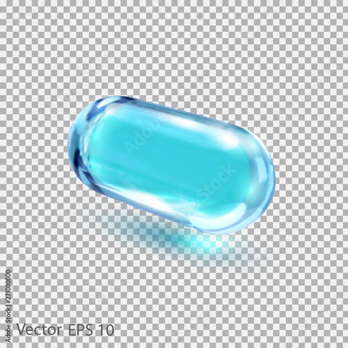Glass capsule .Crystal Glass Banner .Isolated Pills .Desing element vector .