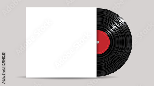 Vinyl Record with Cover Mockup, realistic style