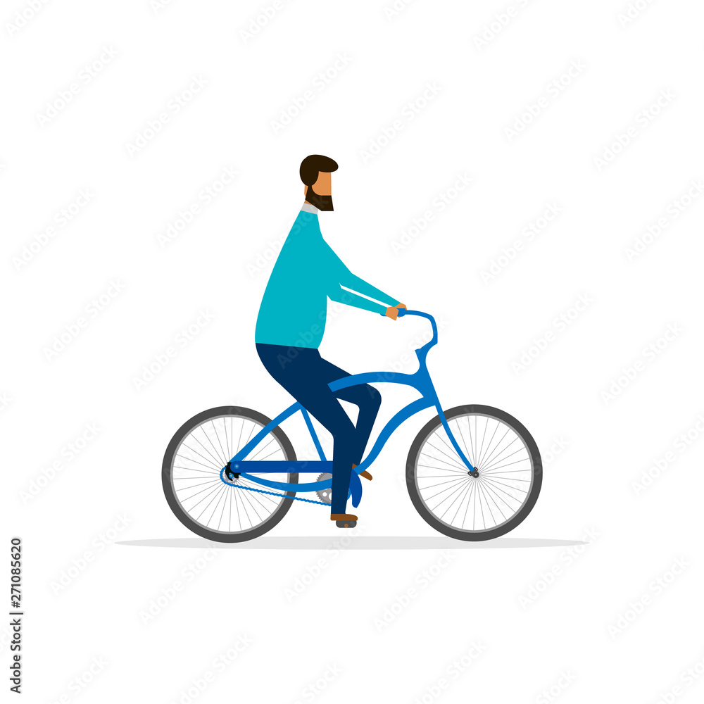 Man riding a bike isolated on white background. Vector illustration. Man riding a bike isolated on white background. Vector illustration.