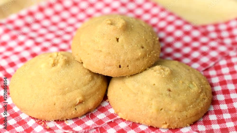Rotating of French almond cookies in 4K resolution Rotating of French almond cookies in 4K resolution