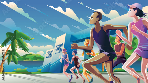 Marathon Running Theme Art