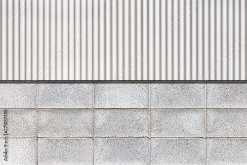 Galvanized fence and Cement block wall texture and seamless background © torsakarin